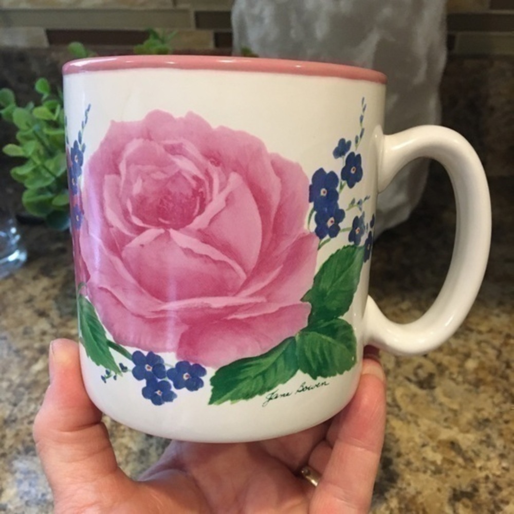 Vintage Flowers Inc. Balloons Jane Bowen Pink  Floral Rose Mug
